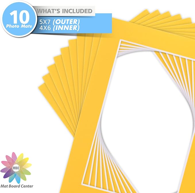 Mat Board Center, 5x7 for 4x6 Deep Yellow Color Mats - Image 3
