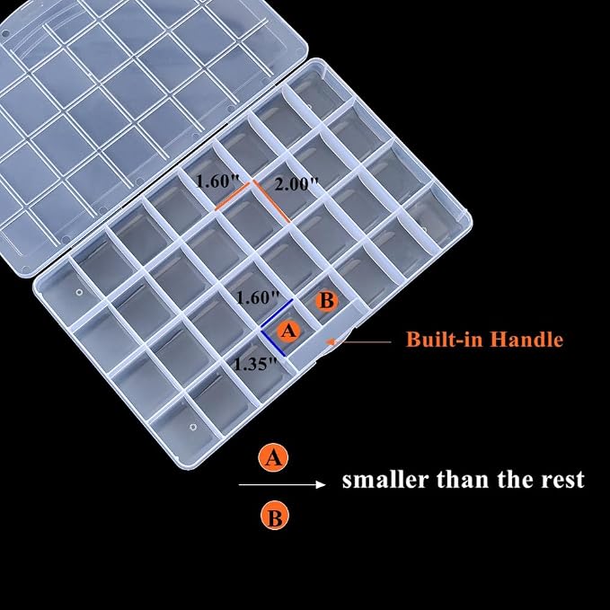 BangQiao 3 Pack Fixed 32 Grids Clear Plastic Storage Box, Transparent Organizer - Image 3