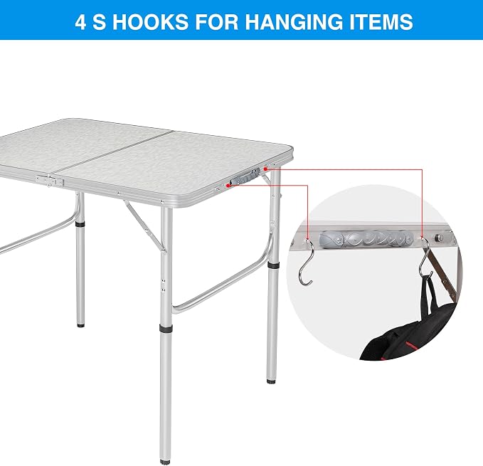 RedSwing Aluminum Folding Table 3 Feet Adjustable Height, Lightweight and - Image 6