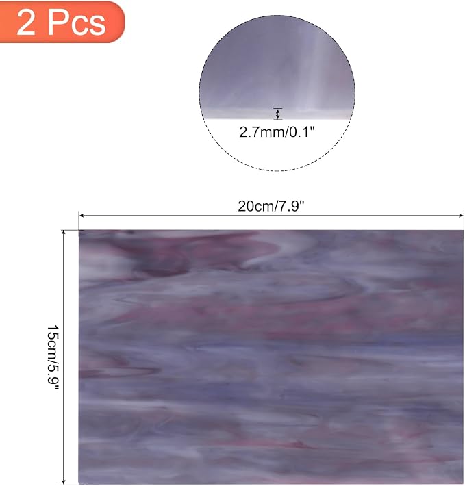MECCANIXITY 2 Pcs Stained Glass Sheet Mosaic Tile 7.9 Inch x 5.9 Inch Dark - Image 2