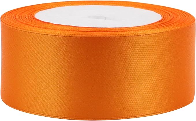 Orange Solid Satin Ribbon 1-1/2 Inch 25 Yards Solid Polyester Fabric Ribbon - Image 3