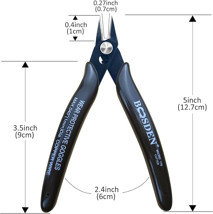 170 Wire Cutters, 10 Pack, Flush Cut Pliers 5 Inch, BOOSDEN Micro Wire Cutters - Image 2