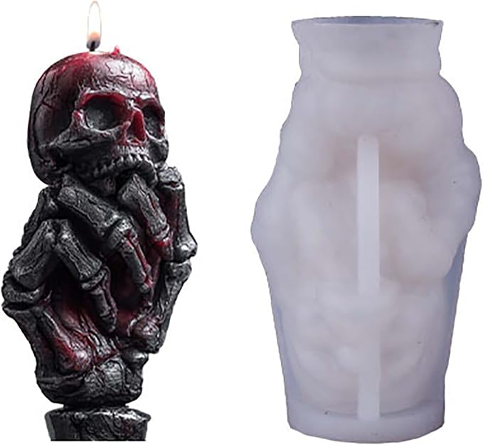 Skull Hand Ghost Cylinder Molds Silicone Wave Spiral Candle Mold by EVERELAMSiliconeMolds