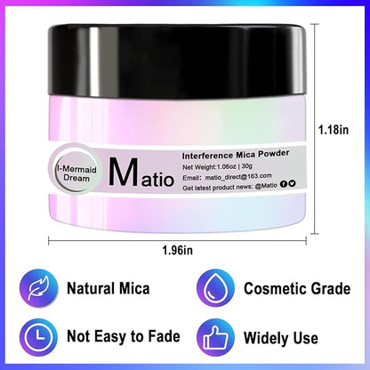 Matio Interference Mica Powder, 1.06oz/ 30g Sunset Aurora Chrome Powder - Image 4