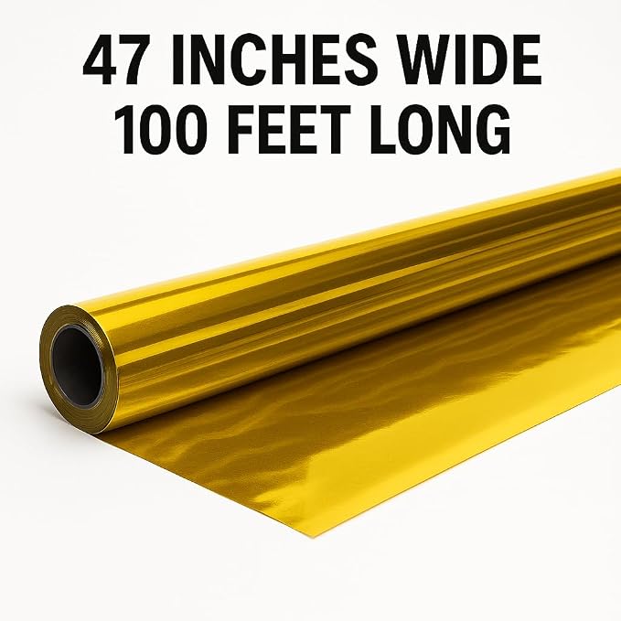 Anderson's Gold Shiny Metallic PVC Roll: 47" x 100' Flame-Resistant Event Decor - Image 2