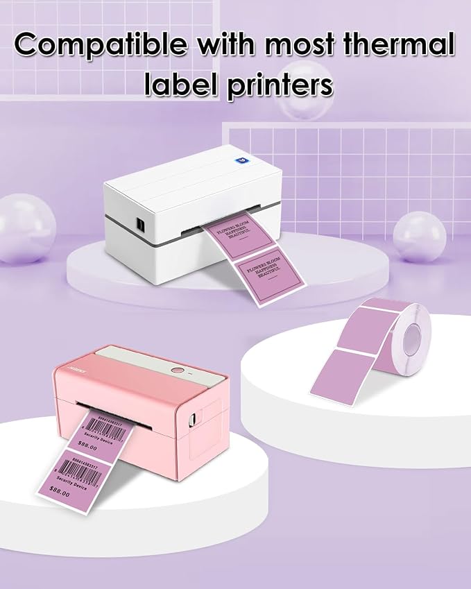 iEager Purple Square Thermal Label Stickers, 500 Sheets/Roll - Image 4