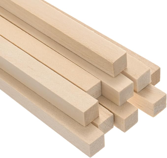 10-Pack Wood Square Dowel Rods, 25/64 x 8 Inch Unfinished Wooden Square Dowel by MMETERXITY