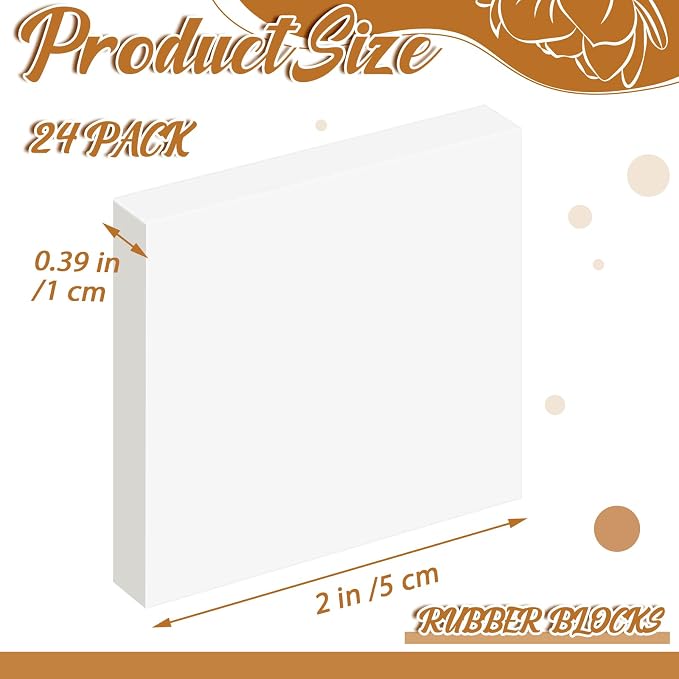 Frienda 24 Pcs 2" X 2" Rubber Carving Blocks Linoleum Blocks - Image 2