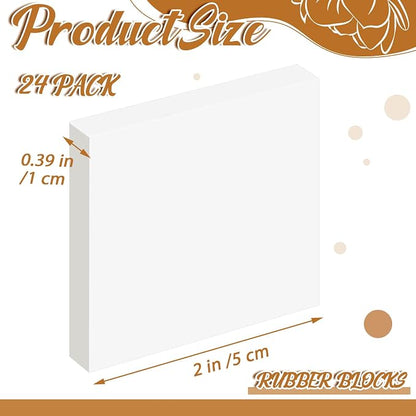 Frienda 24 Pcs 2" X 2" Rubber Carving Blocks Linoleum Blocks - Image 2