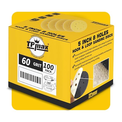 100PCS 5 Inch 60 Grit 125mm 8 Hole Sanding Discs Sandpaper - Image 7
