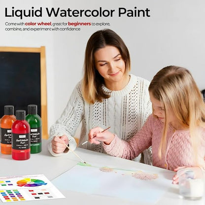 Nicpro 18 Colors Liquid Watercolor Paint Set, 8.45oz Large Bulk Liquid - Image 7