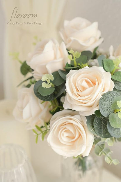 Floroom Artificial Flowers 20pcs Real Looking Cream High-Centered Foam Fake - Image 5