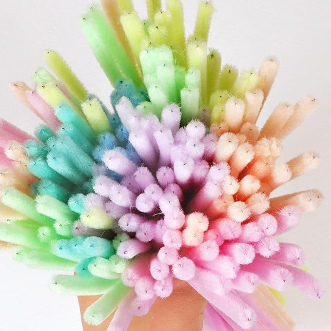 100 Pieces Pipe Cleaners Chenille Stem, Pastel Candy Color Pipe Cleaners Set - Image 5