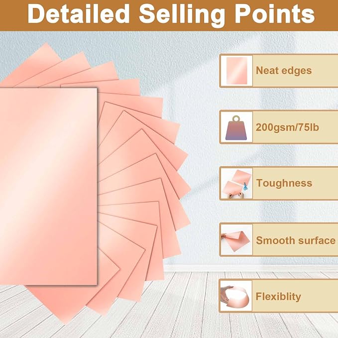 40 Sheets Pink Shimmer Cardstock 8.5 x 11 Crafts Paper, 75lb Heavyweight Card - Image 3