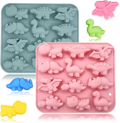 2 Pack 3D Cute Dinosaur Silicone Molds 12 Cavity Dinosaur Themed Baking Mould by BENEKIY