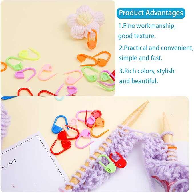LUNARM 340 Pcs Stitch Ring Markers and Colorful Knitting Crochet Locking - Image 5