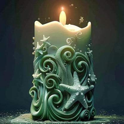 Starfish Shell Cylindrical Candle Mold, Marine Conch Silicone Mold, Wave Epoxy - Image 2