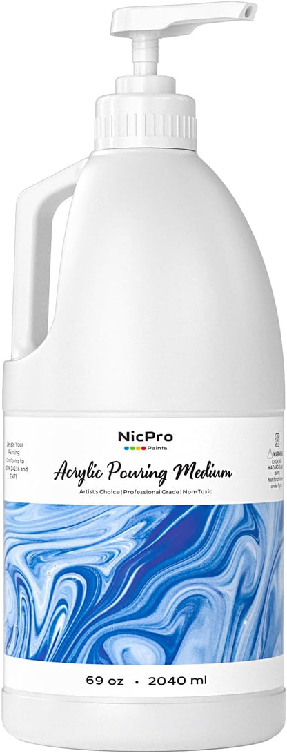 Nicpro Pouring Medium for Acrylic Paint 69oz / 2040ml, Acrylic Paint Thinner by Nicpro