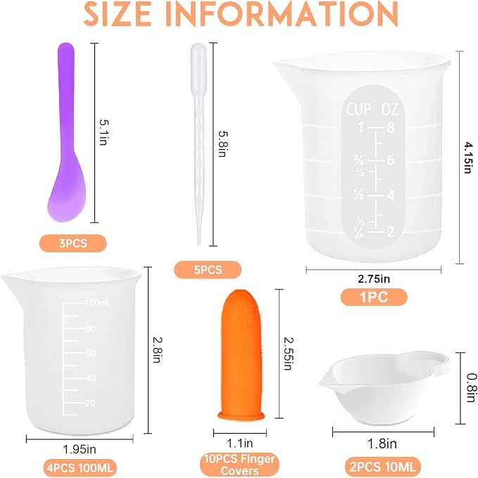 Silicone Resin Measuring Cups Tool Kit, Non-Stick Silicone Cups - Image 4