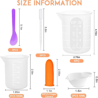 Silicone Resin Measuring Cups Tool Kit, Non-Stick Silicone Cups - Image 4