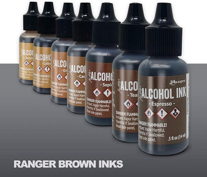 Brown Alcohol Inks Set | Tim Holtz Alcohol Inks Shades of Brown 7-Pack | - Image 2