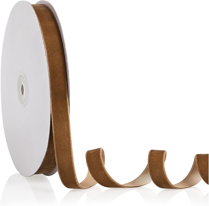 5/8" X 20 Yards Khaki Velvet Ribbon by Bomybaw