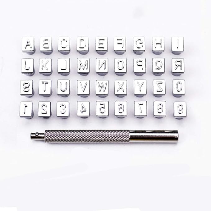 26 PCS Capital Leathercraft Metal Letter Stamps Punch Set, 1/4” Steel Printing by LGEGE