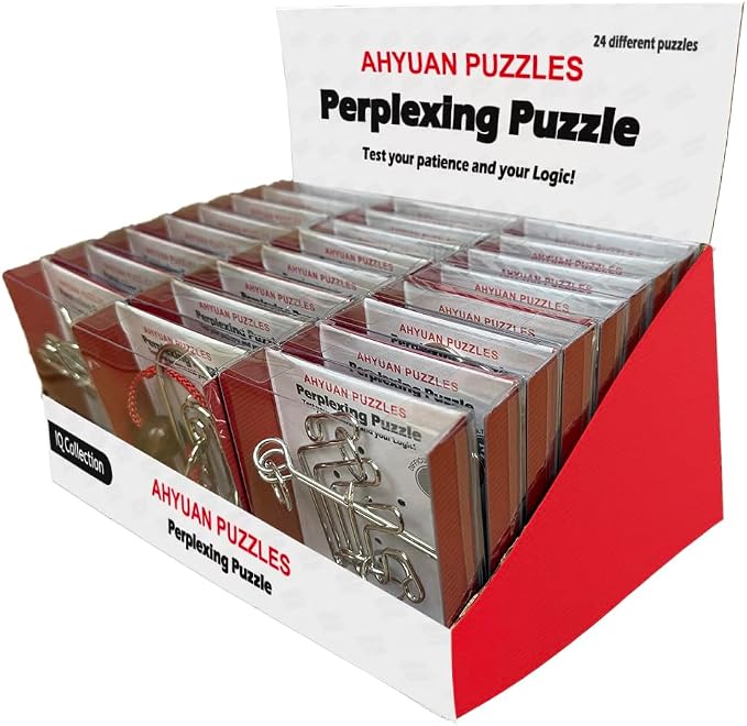 AHYUAN 24 Packs Large Metal Puzzles Brain Teaser IQ Wire Puzzles by Ahyuan