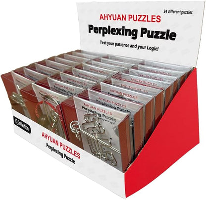 AHYUAN 24 Packs Large Metal Puzzles Brain Teaser IQ Wire Puzzles by Ahyuan