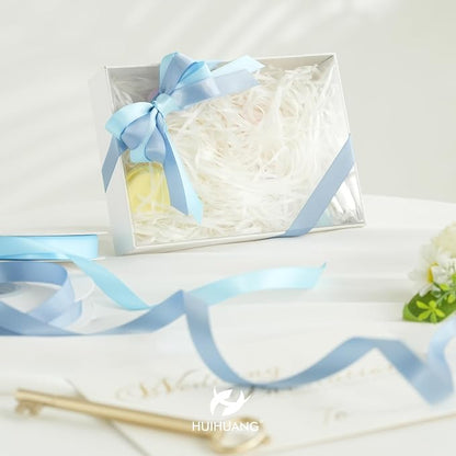 HUIHUANG Blue Satin Ribbon 1/2 inch X 50 Yards Continuous, Baby Blue - Image 5