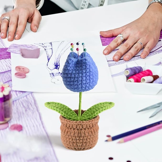 Tulip Pin Cushion, Handmade Knitted Pincushions, Cute Pin Cushions Needle - Image 5