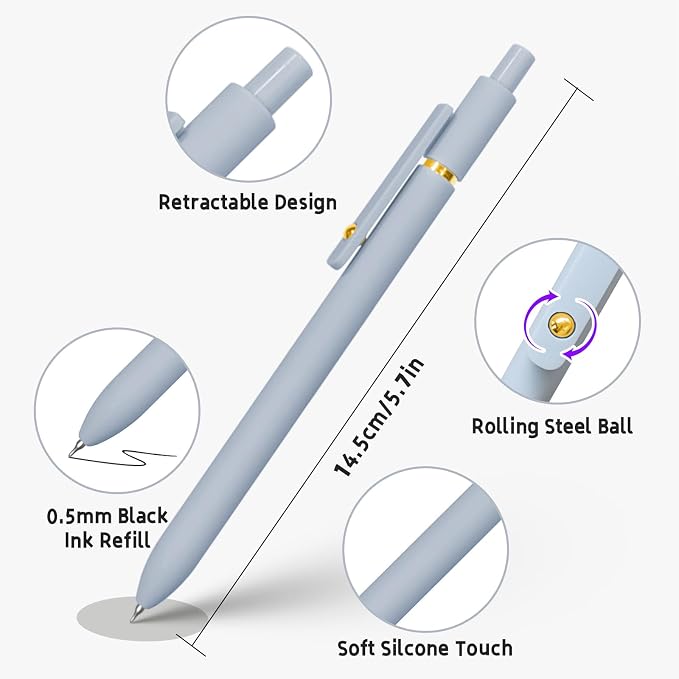 12 Pcs Gel Pens 0.5mm Quick Dry Black Ink Pens Fine Point Smooth Writing Pens - Image 5