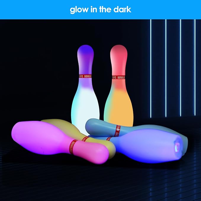 Light Up Bowling Set, Glow in The Dark Bowling Balls & Pins - Image 3