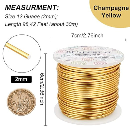 BENECREAT 12 17 18 Gauge Aluminum Wire - 100FT Gold Anodized Jewelry Craft Wire - Image 2
