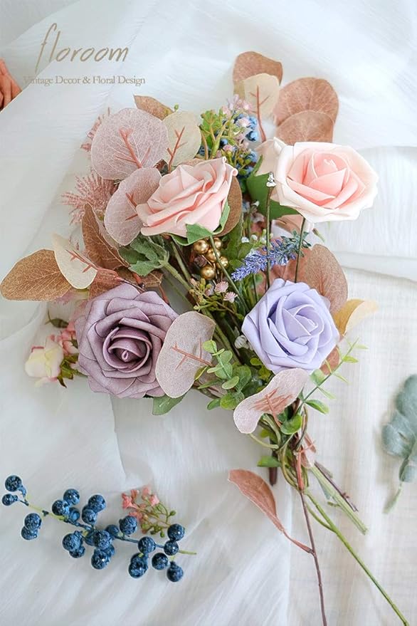Floroom Artificial Flowers 25pcs Real Looking Blush Foam Fake Roses - Image 2