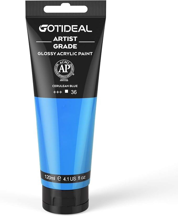 GOTIDEAL Acrylic Paint Cerulean Blue Tubes Non Toxic Non Fading, Rich Pigments by GOTIDEAL