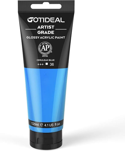 GOTIDEAL Acrylic Paint Cerulean Blue Tubes Non Toxic Non Fading, Rich Pigments by GOTIDEAL
