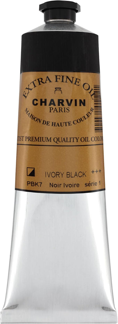 Charvin Extra Fine Oil Paint, Ivory Black 150 ml - Image 2