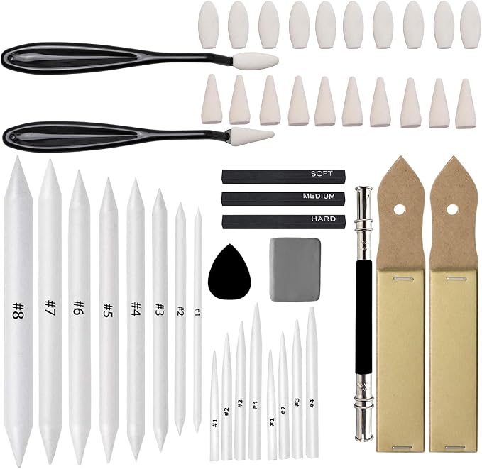 46 PCS Blending Stumps and Tortillions Paper Art Blenders Sketch Drawing Tools by CAMATTO