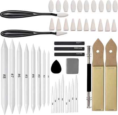 46 PCS Blending Stumps and Tortillions Paper Art Blenders Sketch Drawing Tools by CAMATTO