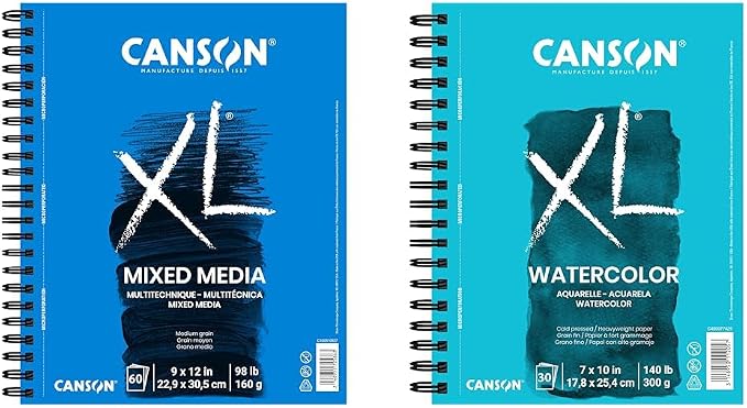 Canson XL Series Mixed Media and Watercolor Paper Pads, 9x12 in 60 Sheets and by Canson