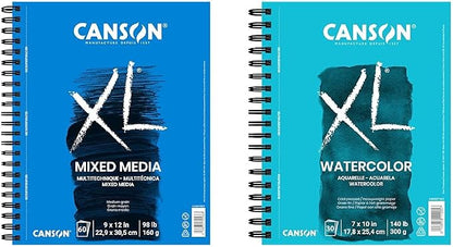 Canson XL Series Mixed Media and Watercolor Paper Pads, 9x12 in 60 Sheets and by Canson