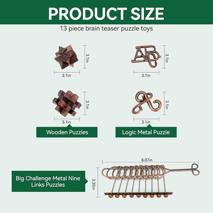 13 Pcs Brain Teaser Puzzles for Adults Teens - Image 5