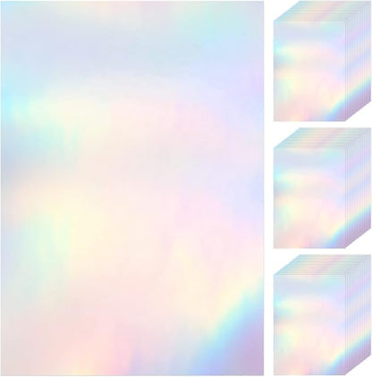 60 Sheets Holographic Laminate Sheets Clear Glitter A4 Size Vinyl Sticker Paper by Nezyo