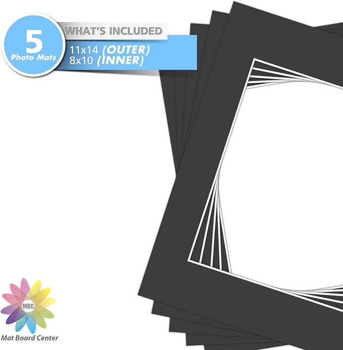 MBC Mat Board Center, 11x14 for 8x10 Black Photo Picture Mat - Image 3