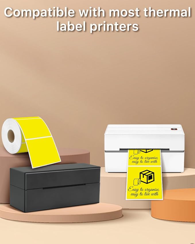 iEager Yellow Square Thermal Label Stickers, 500 Sheets/Roll - Image 5
