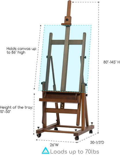 MEEDEN Enlarged Heavy-Duty H-Frame Easel: Artist Solid Beech Wooden Studio Easel - Image 2