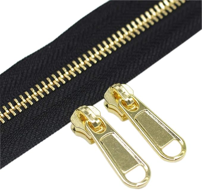 YaHoGa #5 Metal Zippers by The Yard Bulk 4 Yards + 10 pcs Sliders by YaHoGa