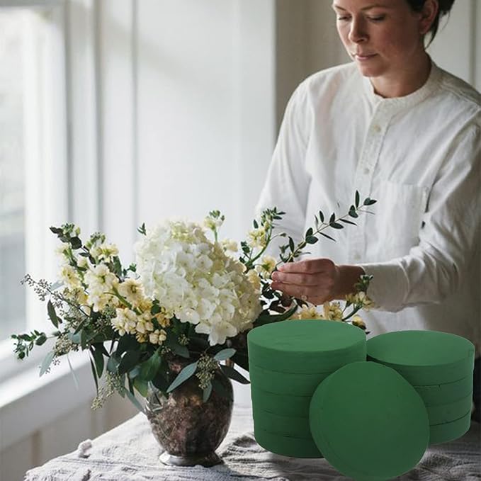 KIMOBER 10PCS 8" Large Round Floral Foam Bricks, Wet Green Foam Blocks - Image 4