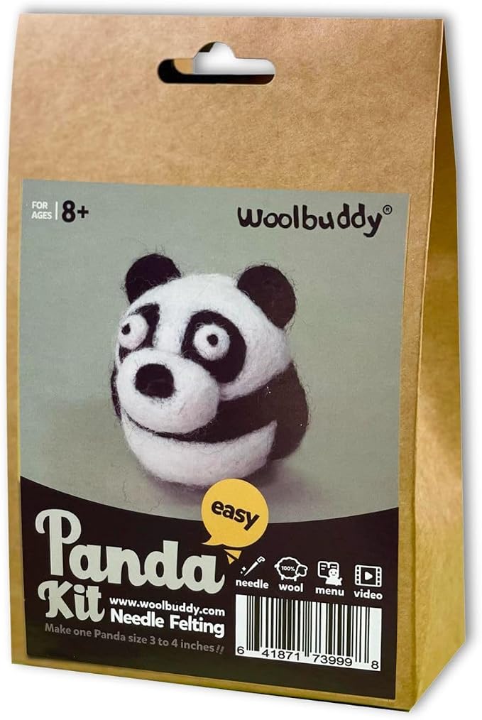 Woolbuddy Needle Felting Kit for Beginners & Adults – Panda DIY Felt Animal - Image 2